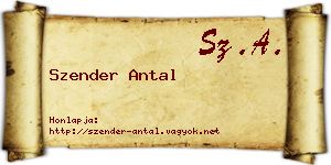 Szender Antal névjegykártya